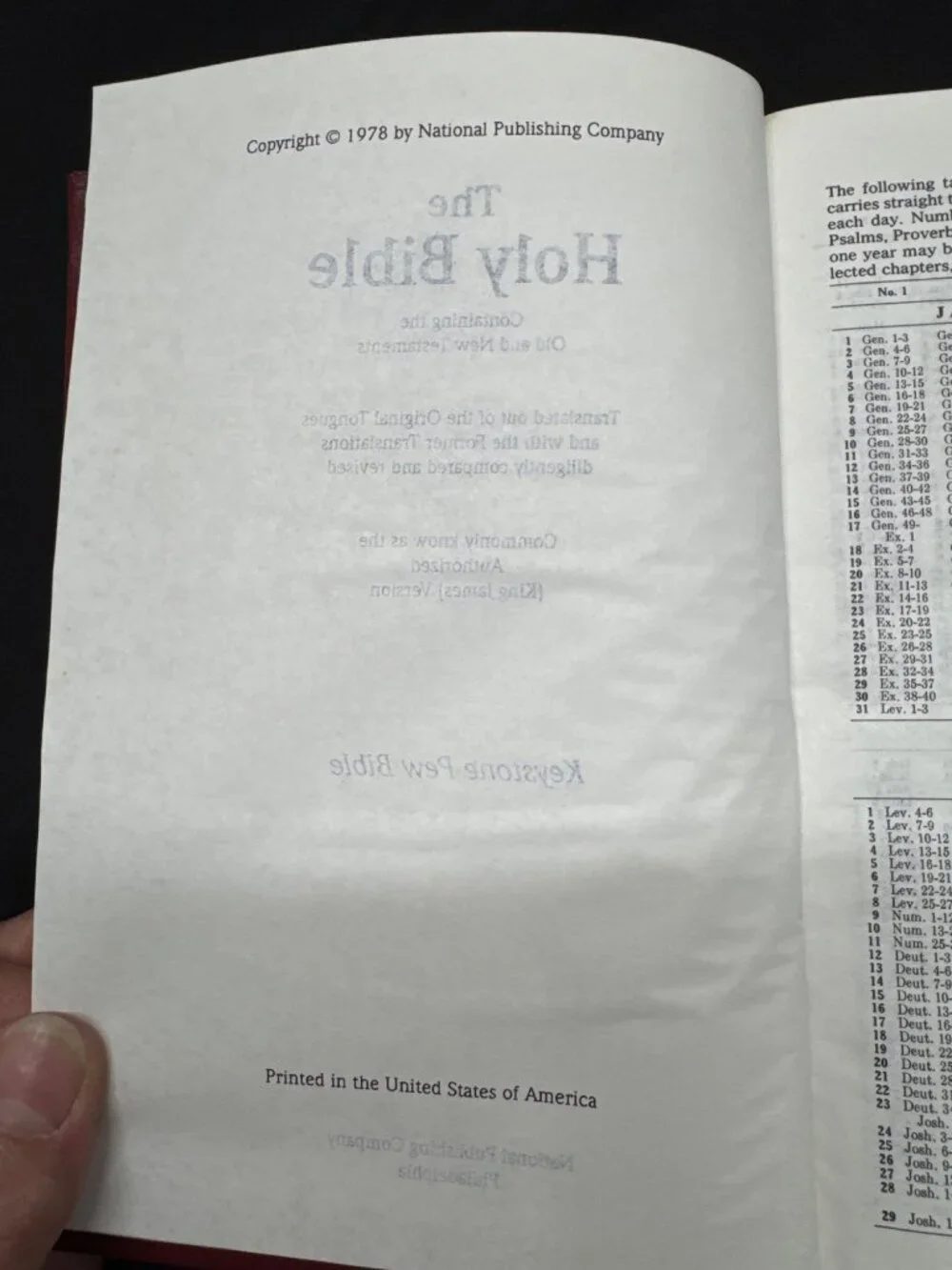 Holy Bible King James Version Keystone Pew Edition Red Hardcover 1978 National P